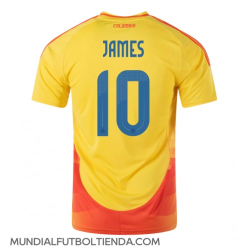 Camiseta Colombia James Rodriguez #10 Primera Equipación Replica Copa America 2024 mangas cortas